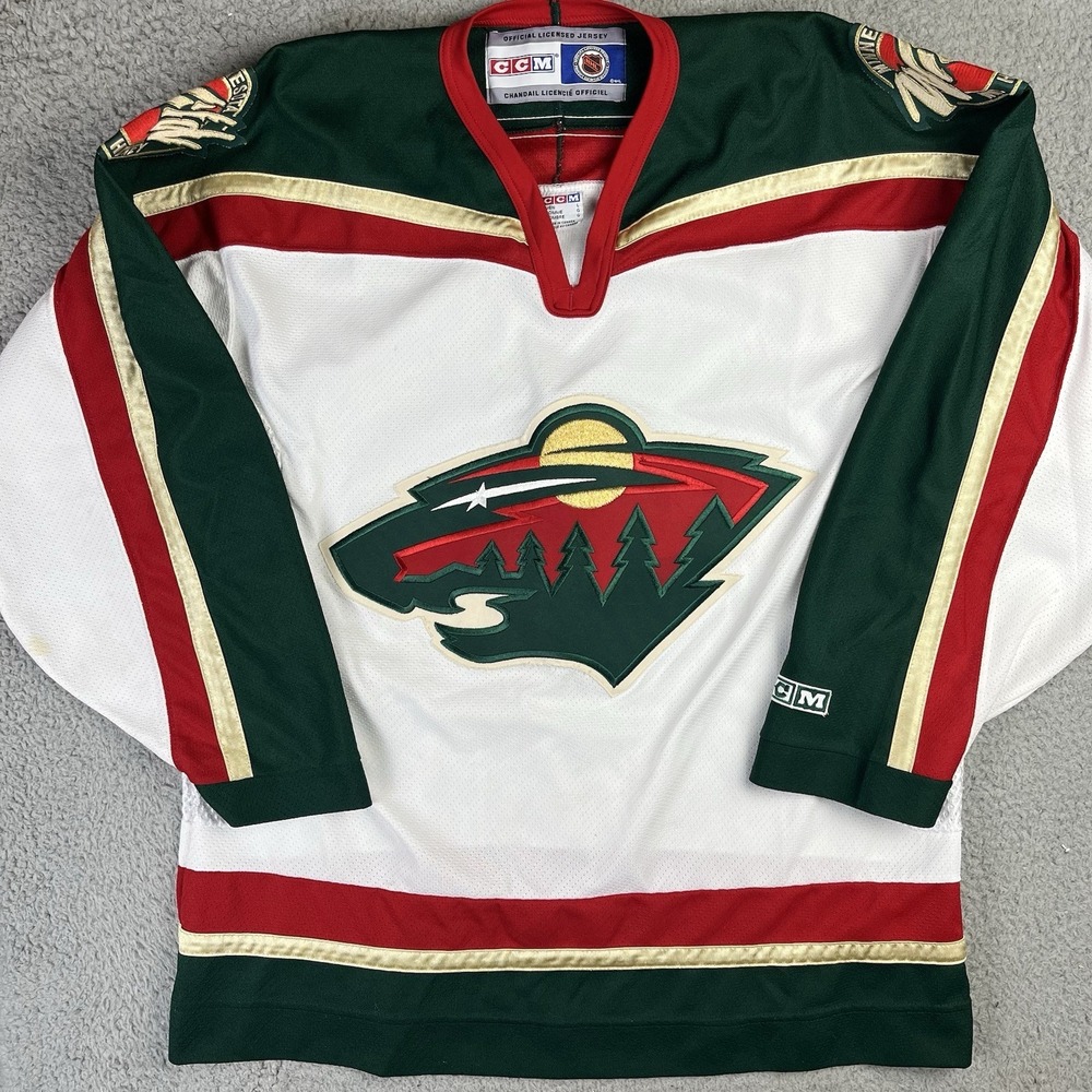 Minnesota Wild Vintage CCM Maska Air Knit White Jersey Size L Blank VTG 2000s